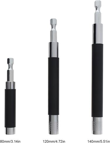 ChgImposs Drill Bit Holder, Scalable Drill Bit Extension 9 Pcs, 3.15"/4.72"/5.51"(80/120/140mm) Magnetic Bit Holder 1/4" Hex, Drill Extension Bit Holder for Screwdriver, Drill Bit Guide Rod Adapter in Kuwait