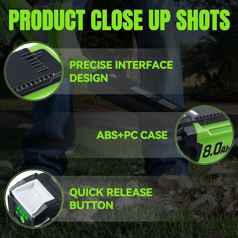 VANON 8.0Ah Battery Replacement for Greenworks 40V Battery 29462 29472 | High capacity, compatible with Greenworks 40V cordless power tools, ideal for extended outdoor use in Kuwait