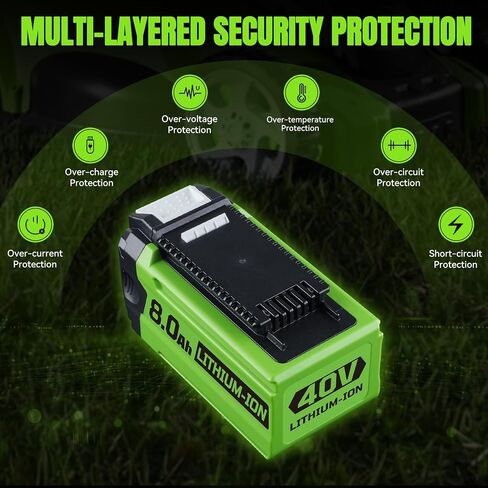 VANON 8.0Ah Battery Replacement for Greenworks 40V Battery 29462 29472 | High capacity, compatible with Greenworks 40V cordless power tools, ideal for extended outdoor use in Kuwait
