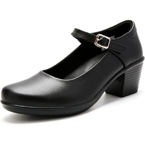 Women's Mary Jane Chunky Low Block Heels Pumps Closed Toe Comfortable Dress Shoes for Office Work Wedding | Zapatos de Trabajo para Mujer in Kuwait