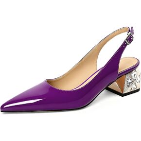 AUMOTED Women's Slingback Pumps Low Kitten Heels with Crystal Closed Pointy Toe Elegant Wedding Dress Party Shoes 2 in in Saudi Arabia
