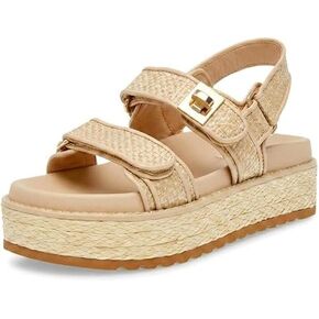 heelchic Womens Platform Raffia Sandals with Cushioned Footbed Beach Shoes in Kuwait