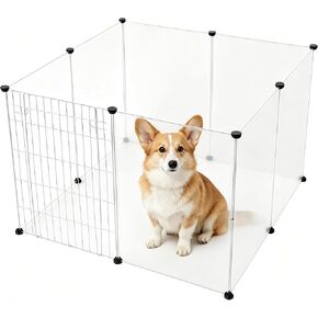 BRIAN & DANY Pet Playpen, Portable Plastic Yard Fence for Small Animals with Door, 18 Panels, 17.7 X 13.8 inches, Smoke in Saudi Arabia