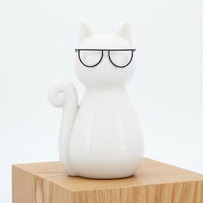 Ceramic Cat Figurine Sculpture – White Porcelain Stoneware Statue with Modern Glam Minimalist Design – Home Decor Accent for Bookshelf, Coffee Table, Bedroom, Office & Living Room – 8", White in Saudi Arabia