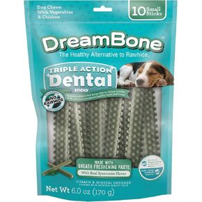 DreamBone Triple Action Dental Sticks Kelp, 10 Count, Rawhide-Free Chews for Small and Medium Sized Dogs Freshens Breath in Saudi Arabia