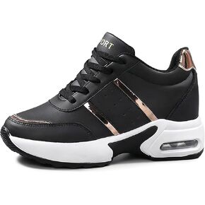 Women's Hidden Wedge Heel Fashion Sneakers with Air Cushion Platform Lace Up Comfortable Inner Heightening Cushioned Walking Shoes Casual Running Sneakers in Kuwait
