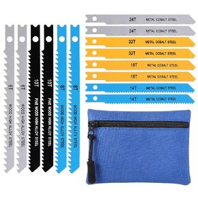 14 PCS U-Shank Jig Saw Blade Set, U-Shank Jigsaw Blades | High Carbon Steel Fast Sharp Cut for Wood Metal Plastic, 6T 8T 10T 14T 18T 24T 32T Jigsaw Blade Assortment with Storage Pouch in Kuwait