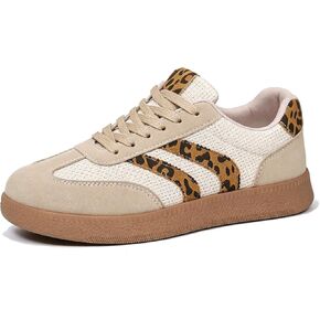 Women's Retro Leopard Mesh Sneakers Casual Gum Sole Low Top Trainers in Saudi Arabia