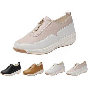 Women's Leather Platform Wedge Sneakers Breathable Lightweight Comfortable Low Top Walking Shoes with Arch Support Non-Slip Fashion Casual Sneakers in Saudi Arabia