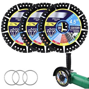 4.5" Diamond Blades, Multi-Purpose Saw Blades for Angle Grinder, Heavy Duty Cutting Disc Blade for Marble, Quartz, Stone, Tile, Metal, Plastic with Arbor Reducer Ring (5 Pack) in Kuwait