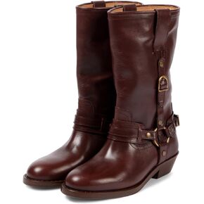 Elbslutt Mid Calf Boots For Women Chunky Low Heel Riding Booties Motorcycle Biker Round Toe Wide Calf Fashion Buckle Western Booties Trendy Stylish Shoes Boots in Saudi Arabia