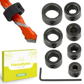 7 Piece Drill Bit Stop Collar Set Precision Depth Stop Collars for Accurate Drilling 1/8 to 1/2 Inch Includes Allen Wrench for Wood Metal DIY Projects in Kuwait