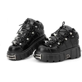 Punk Style Thick Sole Women Sneakers Shoes Gothic Metal Platform 6cm Low-top Vintage Women and Men Sneakers Shoes in Kuwait