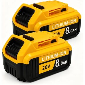 8.0Ah 2-Pack Replacement Battery for DeWalt 20V MAX Tools, 20 Volt Compatible Battery Pack Li-ion DCB208/206/205/204/202 Replacement Batteries for 20V Cordless Power Tools in Kuwait