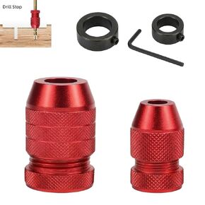 Drill Bit Depth Stop Set 5PCS–2 Adjustable Aluminum Stop Collars (Small & Large) + 2 Fixed Steel Drill Stop Rings + Hex Wrench, Dual-Mode Depth Control for Woodworking, Furniture, Metal & DIY in Saudi Arabia