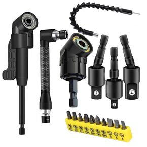 17Pcs Flexible Drill Bit Extension Set with Strong Magnetic Bit Holder, 105° & 360° Right Angle Drill Adapter, Rotatable Screwdriver Bits, for Tight Spaces DIY in Saudi Arabia