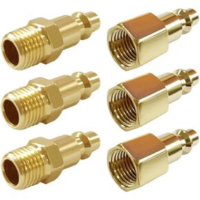 Uenede 6PCS Brass 1/8 Inch NPT Male & Female Industrial Air Hose Quick Connect Plug Air Compressor Pneumatic Coupler Fitting Adapter in Kuwait