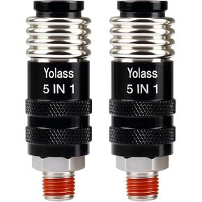 Yolass 5 In 1 Universal Quick Industrial Air Coupler, Air Hose Fittings, 1/4" male NPT, Air Compressor Accessors Fitting (2 Piece) in Kuwait