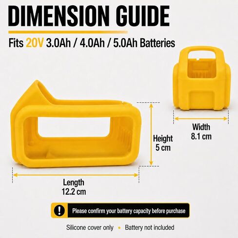 3PCS Silicone Battery Cover Case for DeWalt 20V 3.0 4.0 5.0 Batteries | Protects DeWalt 20V Battery, Soft Silicone Material, Resists Dust and Scratches, Battery not included in Kuwait