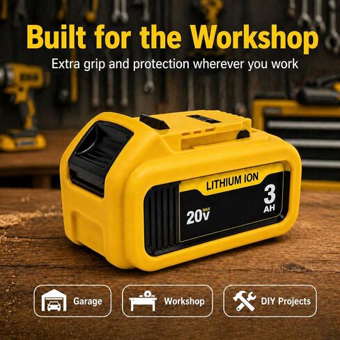 3PCS Silicone Battery Cover Case for DeWalt 20V 3.0 4.0 5.0 Batteries | Protects DeWalt 20V Battery, Soft Silicone Material, Resists Dust and Scratches, Battery not included in Kuwait