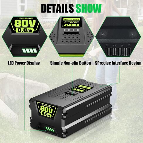 1Pack 80V 8.0Ah Replacement for Greenworks 80V Battery Compatible with Greenworks MAX 80V Lithium Ion Battery GBA80200 GBA80250 GBA80400 GBA80500 Cordless Power Tools in Kuwait