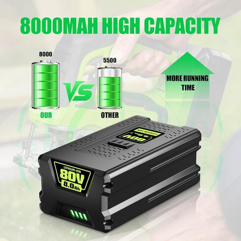 1Pack 80V 8.0Ah Replacement for Greenworks 80V Battery Compatible with Greenworks MAX 80V Lithium Ion Battery GBA80200 GBA80250 GBA80400 GBA80500 Cordless Power Tools in Kuwait