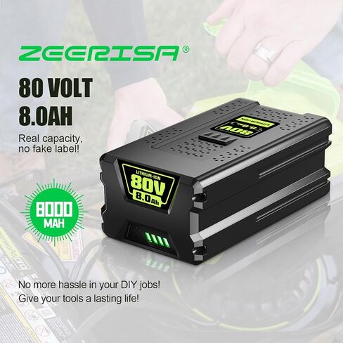 1Pack 80V 8.0Ah Replacement for Greenworks 80V Battery Compatible with Greenworks MAX 80V Lithium Ion Battery GBA80200 GBA80250 GBA80400 GBA80500 Cordless Power Tools in Kuwait