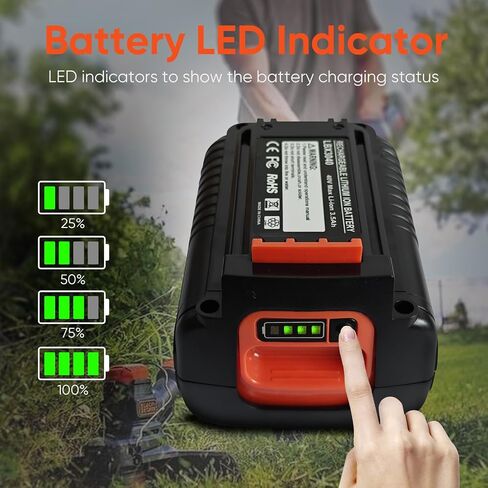 40V 3.0Ah Lithium Replacement Battery Compatible with Black and Decker 40V Battery LBX2040 LBXR36 LBXR2036 LST540 LCS1240 LBX1540 LST136W, with LCS36 LCS40 Battery Charger in Kuwait