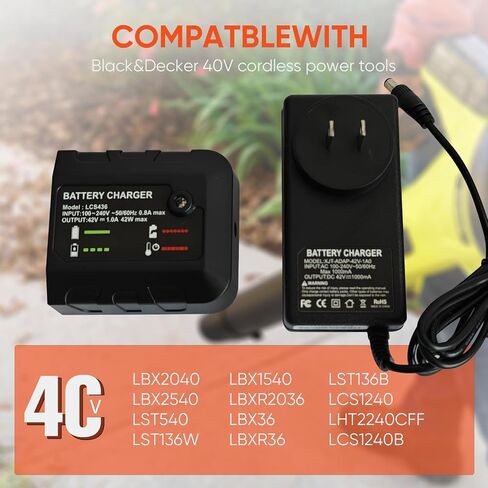 40V 3.0Ah Lithium Replacement Battery Compatible with Black and Decker 40V Battery LBX2040 LBXR36 LBXR2036 LST540 LCS1240 LBX1540 LST136W, with LCS36 LCS40 Battery Charger in Kuwait