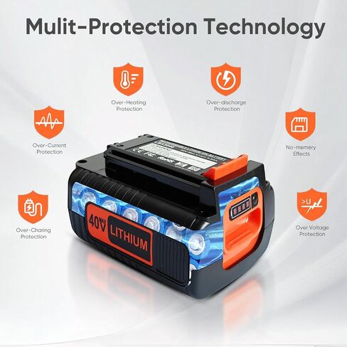 40V 3.0Ah Lithium Replacement Battery Compatible with Black and Decker 40V Battery LBX2040 LBXR36 LBXR2036 LST540 LCS1240 LBX1540 LST136W, with LCS36 LCS40 Battery Charger in Kuwait