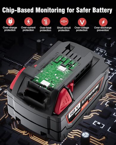 HOCHSTERN 8.0Ah M-18 Battery Replacement for Milwaukee 18V Battery 4Pack | Compatible with Milwaukee 18 Volt Batteries 48-11-1862 48-11-1852 48-11-1880 48-11-1882 Cordless Power Tools in Kuwait