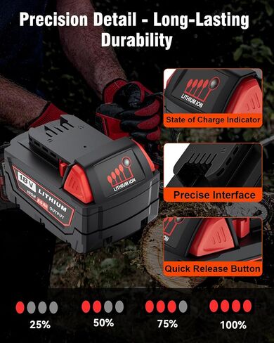 HOCHSTERN 8.0Ah M-18 Battery Replacement for Milwaukee 18V Battery 4Pack | Compatible with Milwaukee 18 Volt Batteries 48-11-1862 48-11-1852 48-11-1880 48-11-1882 Cordless Power Tools in Kuwait