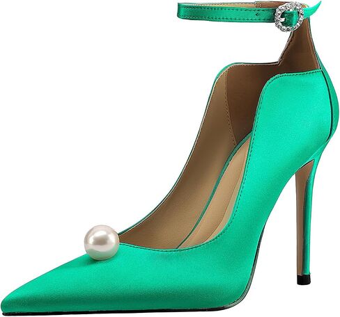 Stiletto Heels for Women | 4 Inch Pointed Toe Dress Pumps | Elegant Wedding Party Shoes with Pearl Accents & Comfort Cushioned Insole in Kuwait
