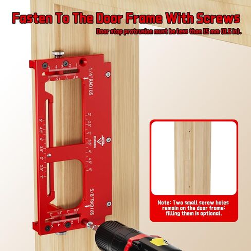 Door Hinge Jig for Door and Jamb/Frame, Upgraded Adjustable Mortise Width, Aluminum Alloy Door Hinge Template Kit for Router, Mortise Jig Fits 1/4" R, 5/8" R and Square Corner Hinges from 2" to 5" in Kuwait