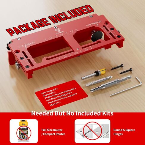 Door Hinge Jig for Door and Jamb/Frame, Upgraded Adjustable Mortise Width, Aluminum Alloy Door Hinge Template Kit for Router, Mortise Jig Fits 1/4" R, 5/8" R and Square Corner Hinges from 2" to 5" in Kuwait