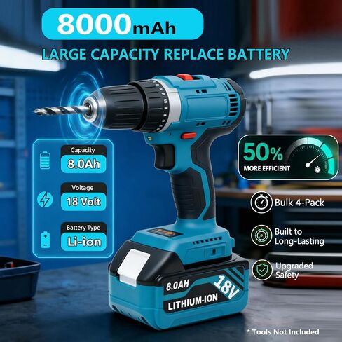 4Pack 18V 8000mAh BL1860B Battery Replace for Makita 18V Battery BL1830B BL1850B BL1840B BL1815B Cordless Tools in Kuwait