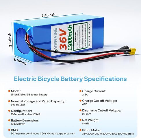 36V Universal Power Pack Battery, 15AH Battery, Suitable for 100-1500W Systems in Kuwait