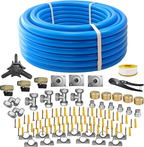 3/4" x 100ft Compressed Air Line Kit for Compressor Accessories, 1200inch Garage Air Line Kit, HDPE-Aluminum-HDPE Air Tubing Kit Air Compressor Line Kit for Shop, Garage Leak-Proof, Easy to Install in Kuwait