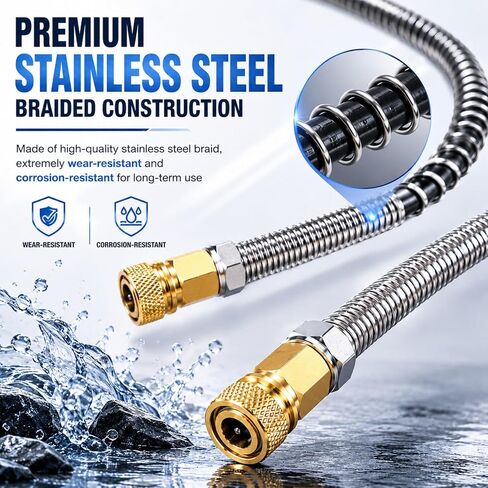 PCP Air Compressor High Pressure Hose, 300Bar / 4500PSI 50CM | High pressure PCP fill hose, 4500PSI. M10x1.0 female thread. Compatible with air rifles, scuba, paintball markers. Durable. in Kuwait