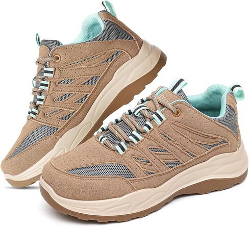 Women's Athletic Walking Sneakers, Suede Upper with Mesh Panels, Lace-Up Sport Shoes with PU and TPR Sole in Kuwait