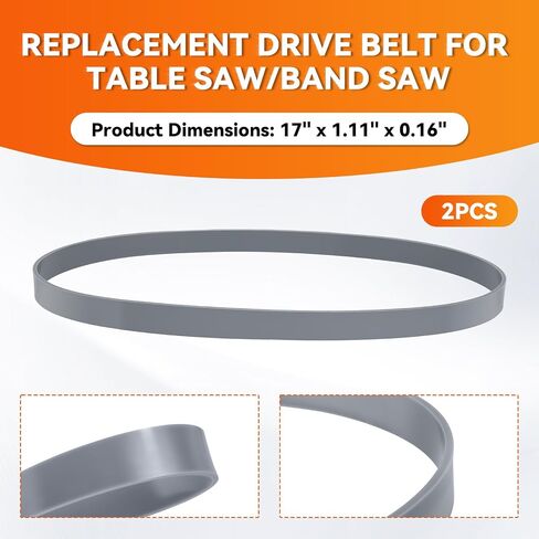 17" Urethane Band Saw Tires – 2 Pack Replacement for Jet, Grizzly, Craftsman, Powermatic & Delta 17-Inch Bandsaw Wheels, 17" x 1.11" x 0.16", Easy Stretch-On Install in Kuwait