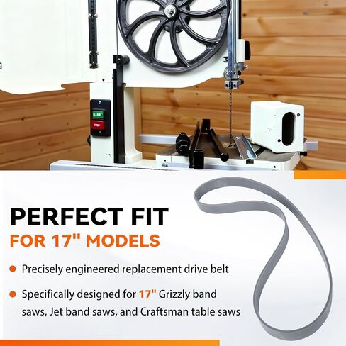 17" Urethane Band Saw Tires – 2 Pack Replacement for Jet, Grizzly, Craftsman, Powermatic & Delta 17-Inch Bandsaw Wheels, 17" x 1.11" x 0.16", Easy Stretch-On Install in Kuwait