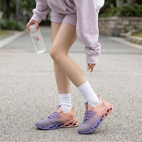 Women's Fashionable Walking Shoes Womens Running Tennis Sports Shoes | Breathable Comfortable Rebound Soft Sole, Lace-Up Design, Gradient Orange Pueple Color, Daily Commute, Campus Wear, Workouts in Kuwait