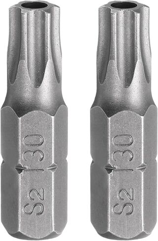 HARFINGTON 2pcs T30 Torx Screwdriver Bit 1/4" Hex Shank 25mm/1" Length S2 Steel Star 6 Point Head Hex Security Screw Driver Bits with Hole for Impact Electric Screw Driver Power Tools, Grey in Kuwait