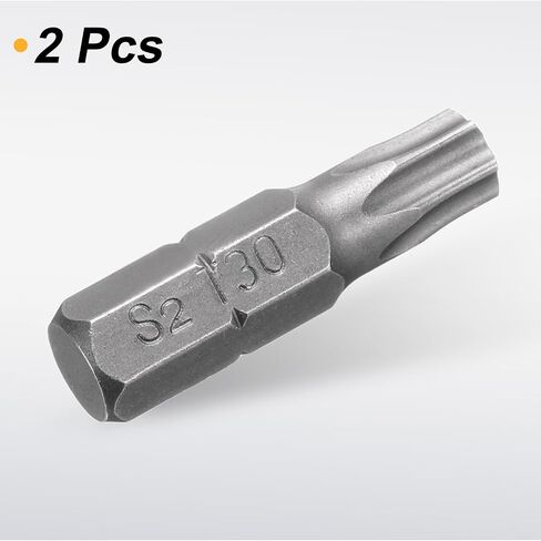 HARFINGTON 2pcs T30 Torx Screwdriver Bit 1/4" Hex Shank 25mm/1" Length S2 Steel Star 6 Point Head Hex Security Screw Driver Bits with Hole for Impact Electric Screw Driver Power Tools, Grey in Kuwait