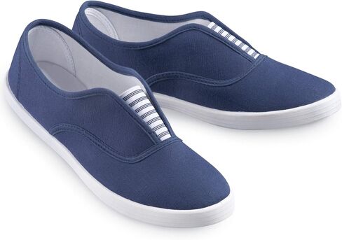 Collections Etc Classic Easy-to-Wear Striped Slip-on Sneakers in Kuwait