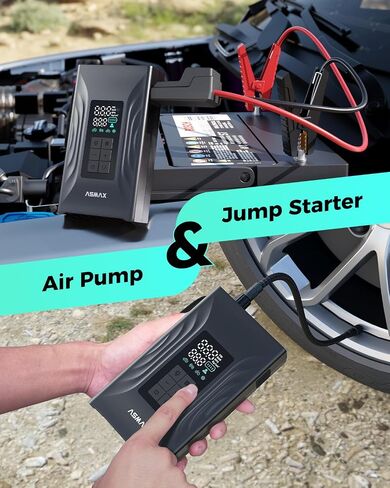 ASMAX T20 7-in-1 Portable Jump Starter with Air Compressor, 3000A Car Battery Booster with Smart Battery Clamps, 12V Jump Box for 9.0L Gas/6.5L Diesel Engines, 150PSI Auto-Shutoff Tire Inflator in Kuwait