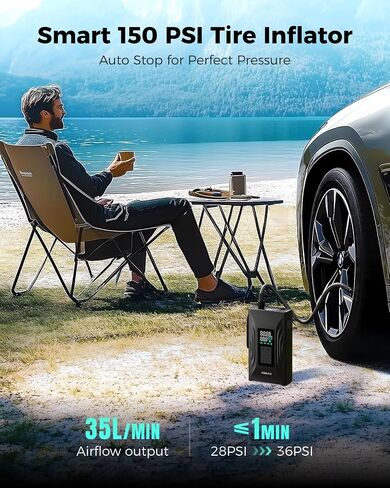 ASMAX T20 7-in-1 Portable Jump Starter with Air Compressor, 3000A Car Battery Booster with Smart Battery Clamps, 12V Jump Box for 9.0L Gas/6.5L Diesel Engines, 150PSI Auto-Shutoff Tire Inflator in Kuwait