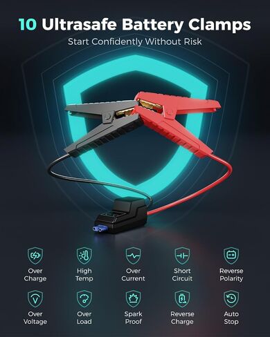 ASMAX T20 7-in-1 Portable Jump Starter with Air Compressor, 3000A Car Battery Booster with Smart Battery Clamps, 12V Jump Box for 9.0L Gas/6.5L Diesel Engines, 150PSI Auto-Shutoff Tire Inflator in Kuwait
