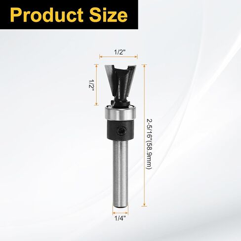 HARFINGTON Dovetail Router Bits 1/4" Shank 1/2" Dia Carbide Tipped Dovetail Joint Router Bit with Bearing Guide for Woodworking Cutter Cabinet Making, Black in Kuwait